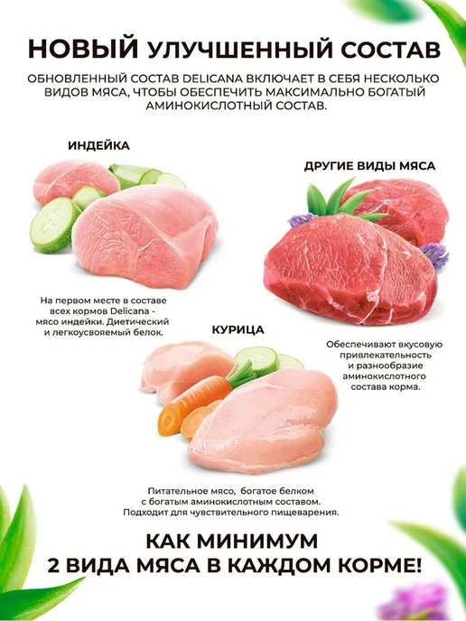 Сухой корм Delicana Котят Чувств. для собак, индейка, 8 кг, фото 5