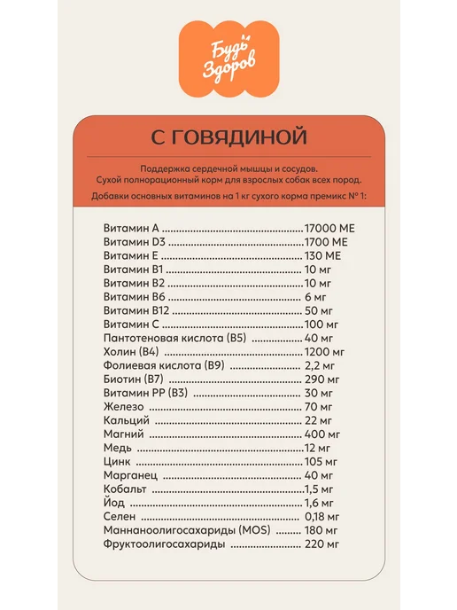 Сухой корм Будь здоров Сух.Корм Собак. для собак, мелкие, говядина, 20 кг, фото 4