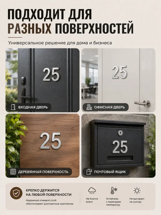 Антропология быта Цифра 3 на дверь зеркальная 60 мм самоклеящаяся объемная, серый, фото 5