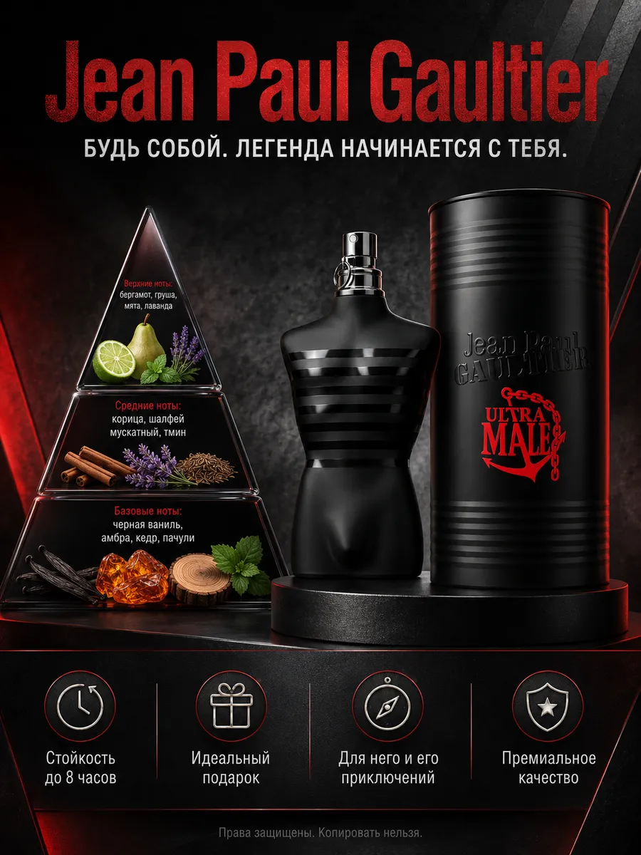Духи мужчин Jean Paul Gaultier Ultra Male 125 мл ванильно-амбровые