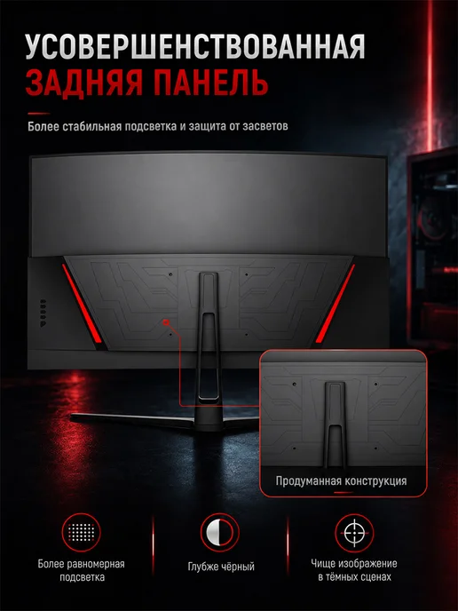 Ecovinka 32" GC32A 180Hz Черный Изогнутый VA монитор, черный, фото 2