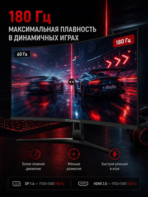 Ecovinka 32" GC32A 180Hz Черный Изогнутый VA монитор, черный, фото 5