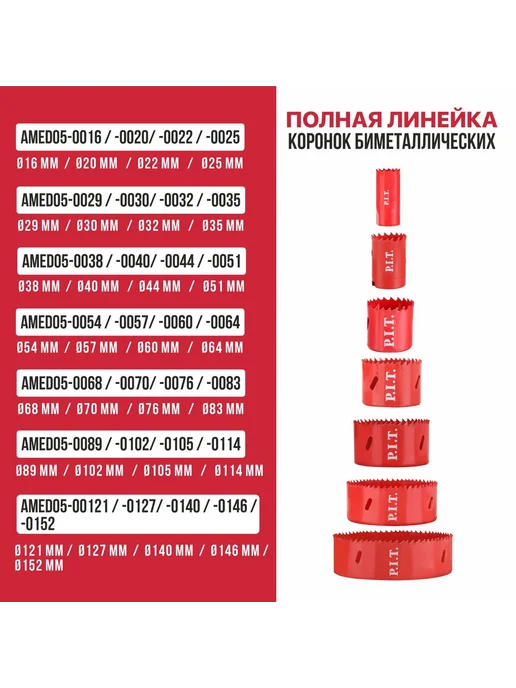 P.I.T. Коронка биметаллическая по металлу 25x50мм AMED05-0025, 25x50 мм, фото 6