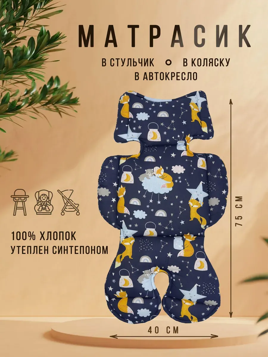 Вкладыш в коляску, матрасик в автокресло 75х40 см