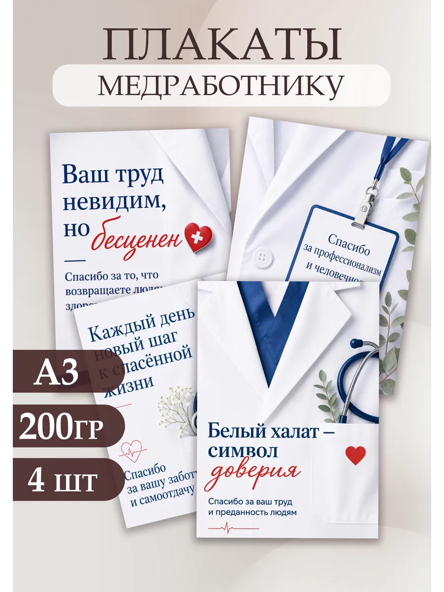Набор плакатов С днем медицинского работника А3
