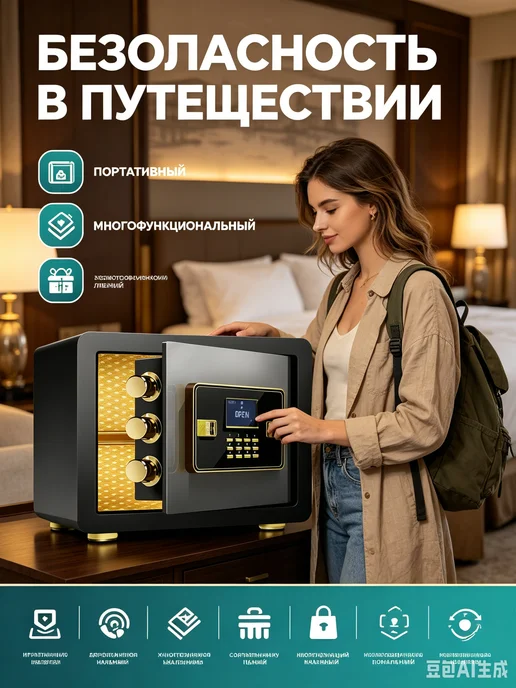 Сейф для денег и документов, взломостойкий, с подсветкой, вариант, фото 2