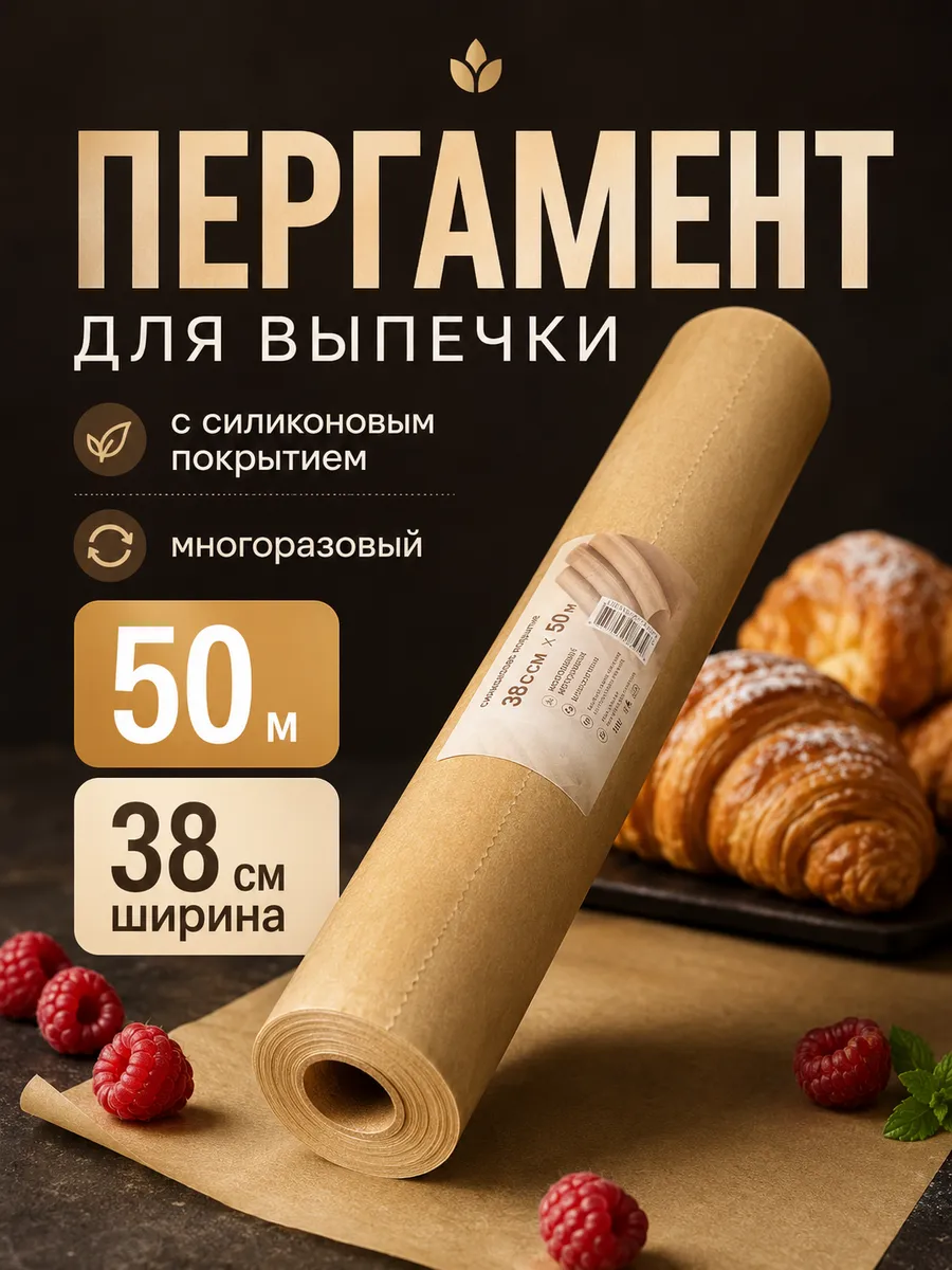 Бумага для выпечки силиконизированная 50 м пергамент пищевой