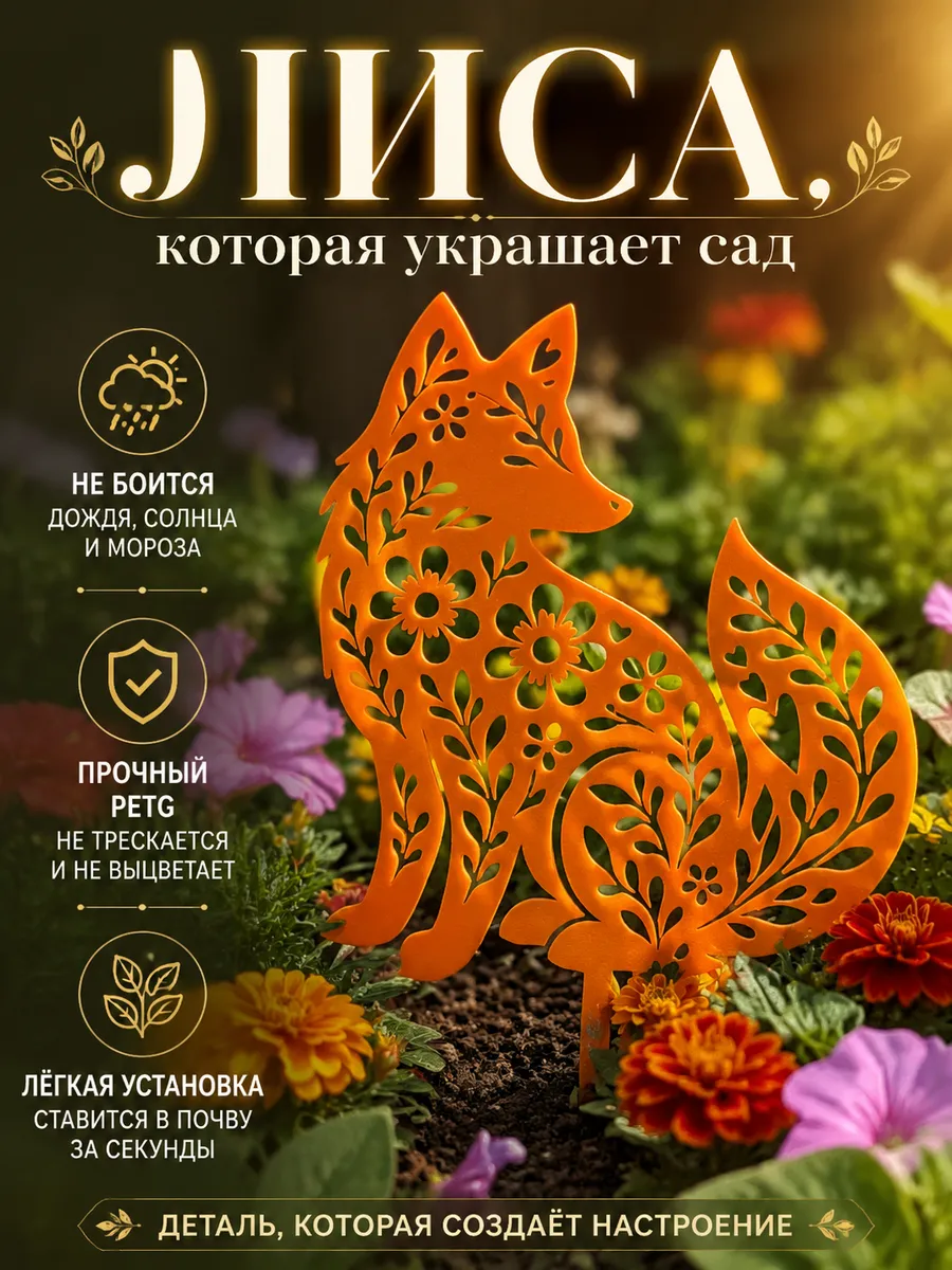 Садовая фигурка Лиса оранжевая