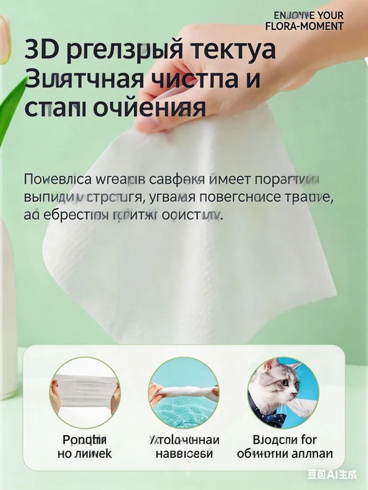 Уходовые влажные салфетки для кошек и собак, 80 шт, 80 шт, фото 2