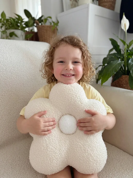 Fetroland Baby Подушка-игрушка "Цветок" декоративная, белый, в упаковке 250 г, фото 5