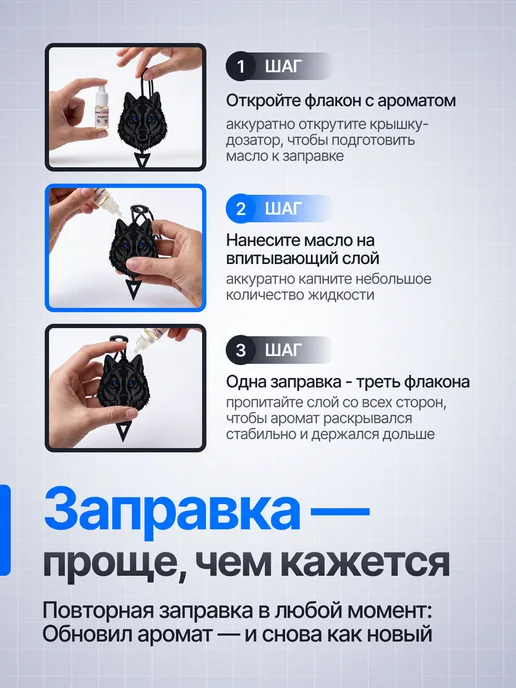 AromaTOCHKA Ароматизатор в машину многоразовый Волк, черный, фото 8