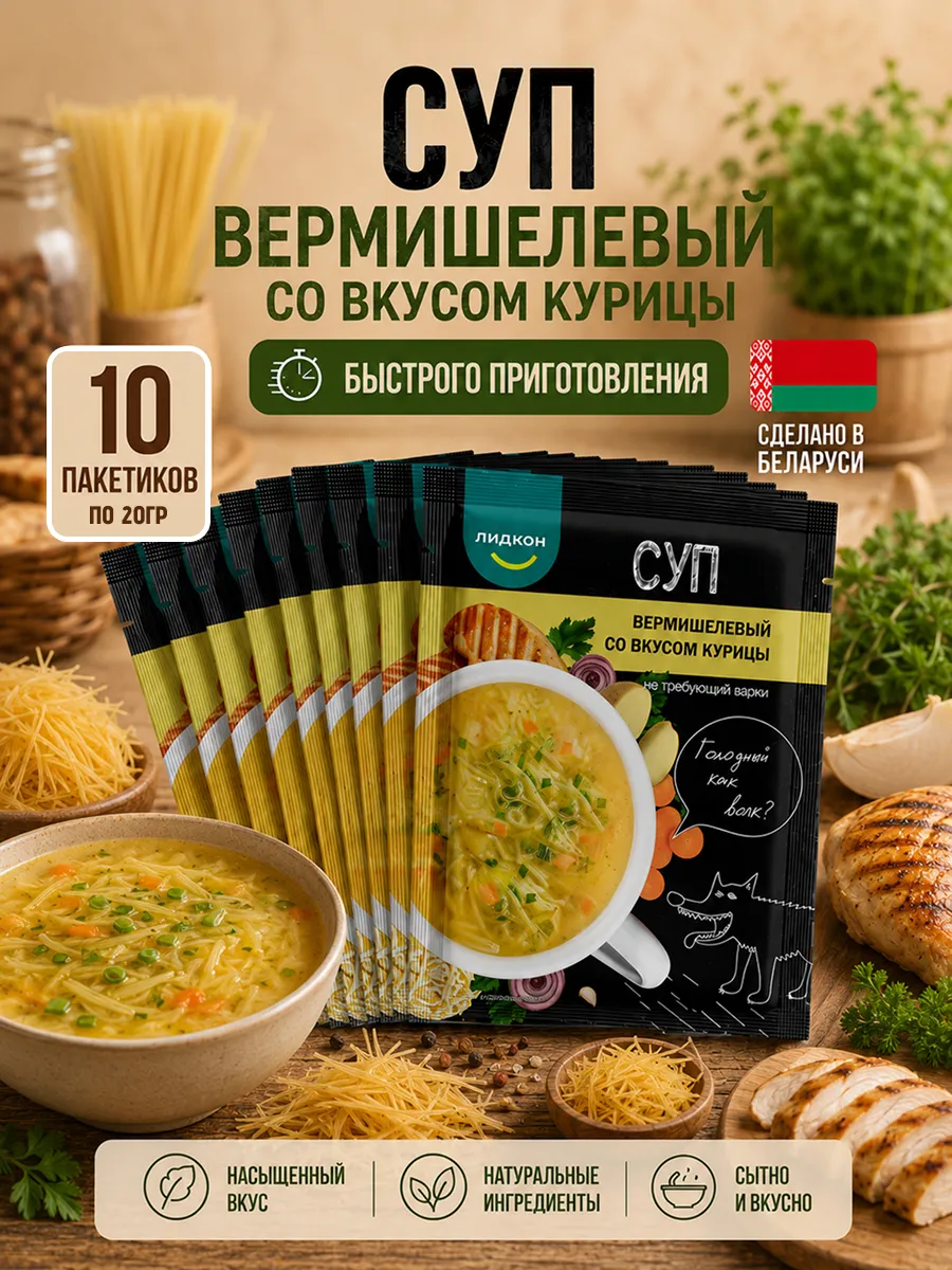 Суп быстрого приготовления вермишелевый со вкусом курицы