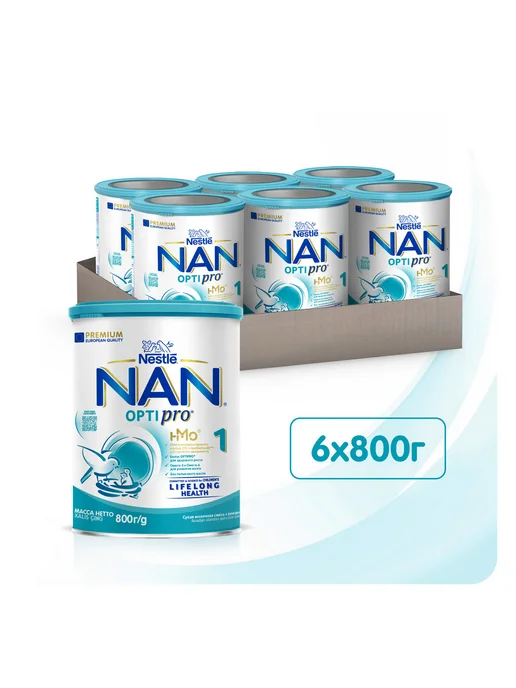 NAN Смесь детская молочная НАН1 OptiPro с рождения 3 шт по 1050г, 6 шт, 800 г, фото 2