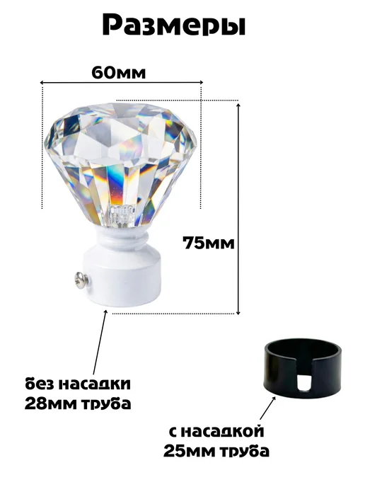 Наконечники для карниза декоративные 25-28 мм, белый, фото 2