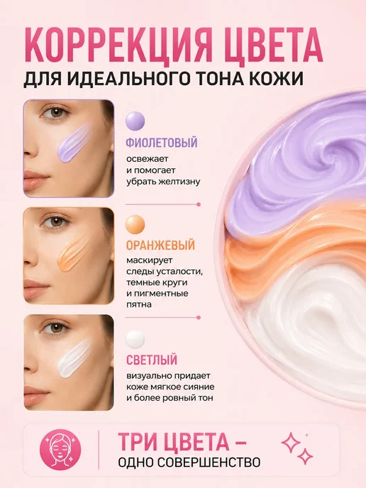 МилаХаус База под макияж. Основа под макияж. Праймер для лица 3 в 1, белый, фото 2