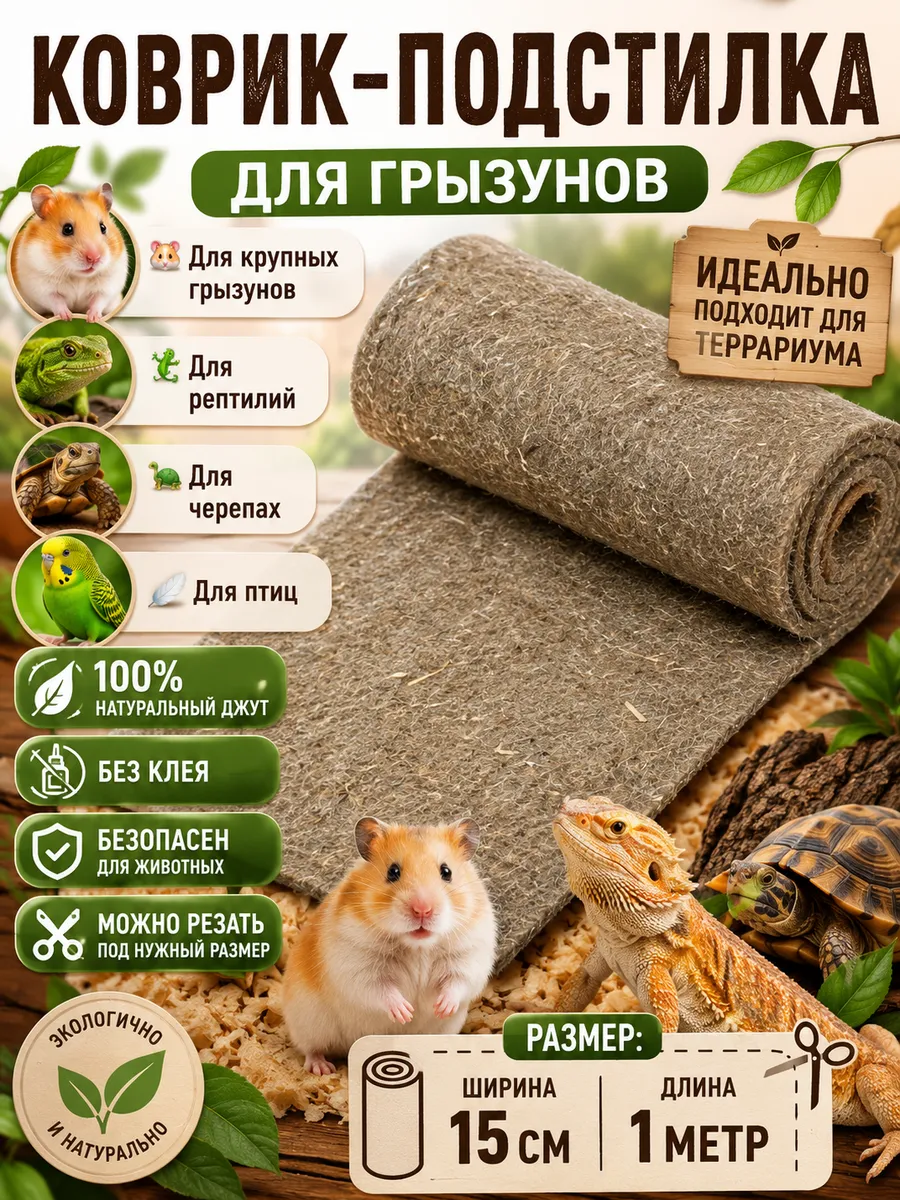 Джутовый коврик подстилка для грызунов кроликов в клетку
