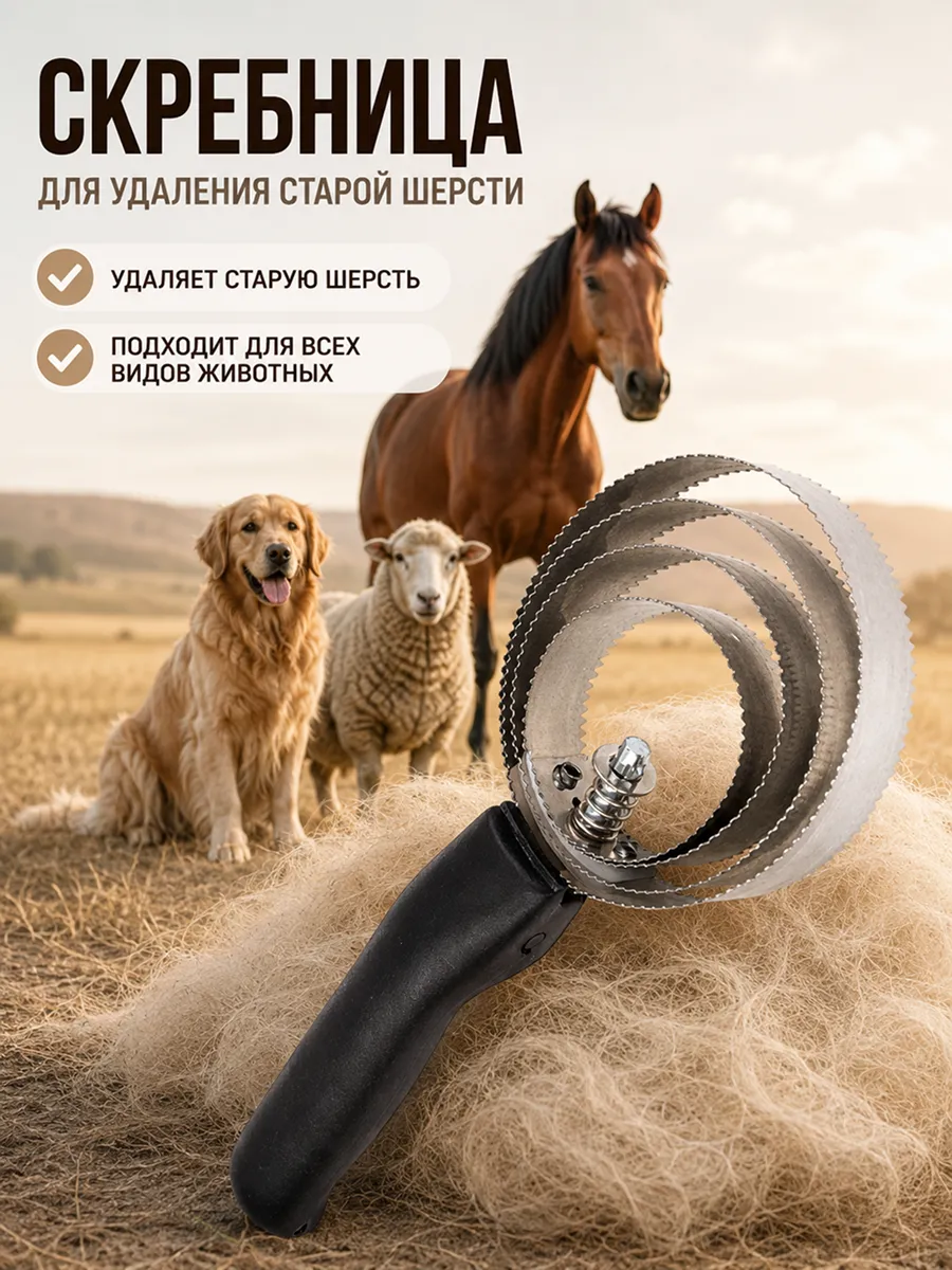 Скребница для лошадей спиральная металлическая