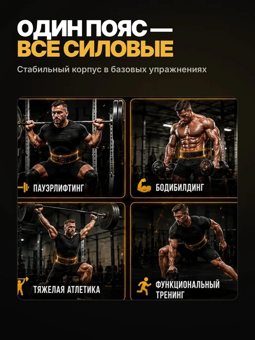 Пояс атлетический широкий 15 см для пауэрлифтинга, черный, фото 8