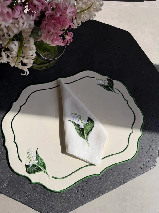 MuNa home collection Плейсматы из эко кожи "Ландыши", бежевый, фото 5