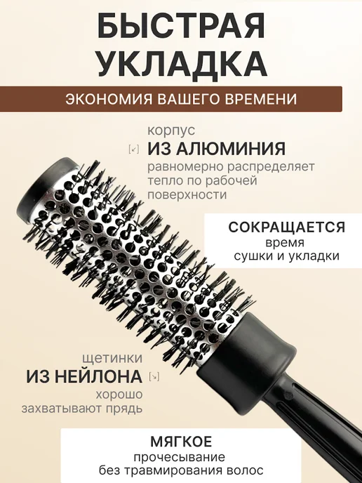 Eurostil Термобрашинг для волос профессиональный 30 мм, черный, фото 2
