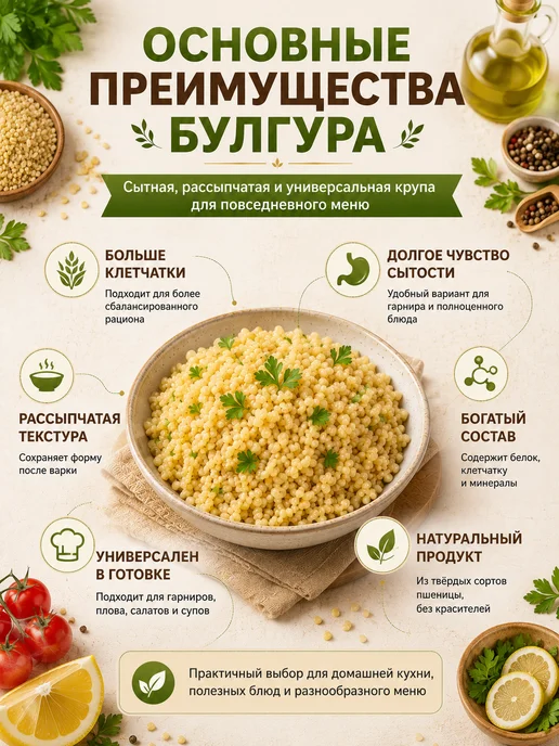 Adencennet Булгур из твердых сортов пшеницы 800 г, 800 г, фото 3