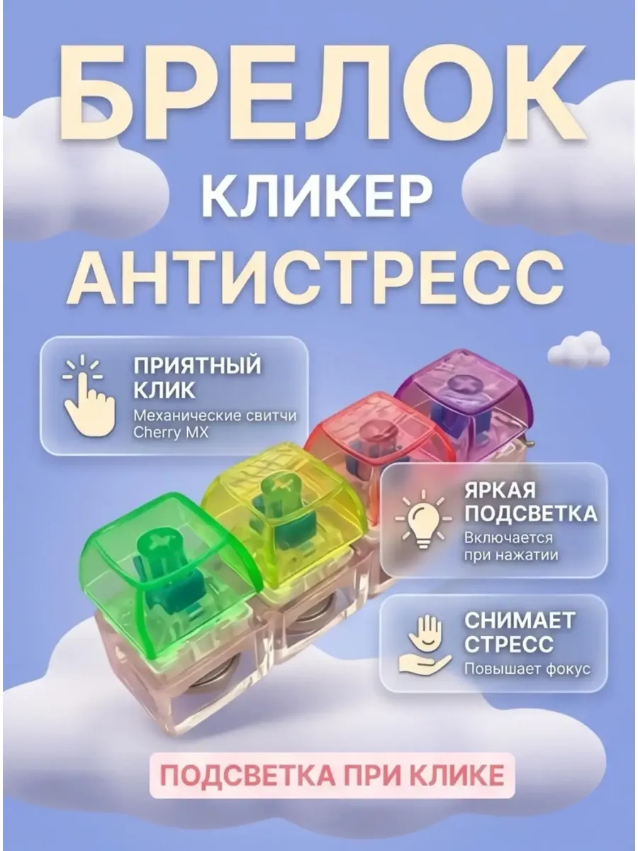Антистресс клавиатура кликер с подсветкой кейкап