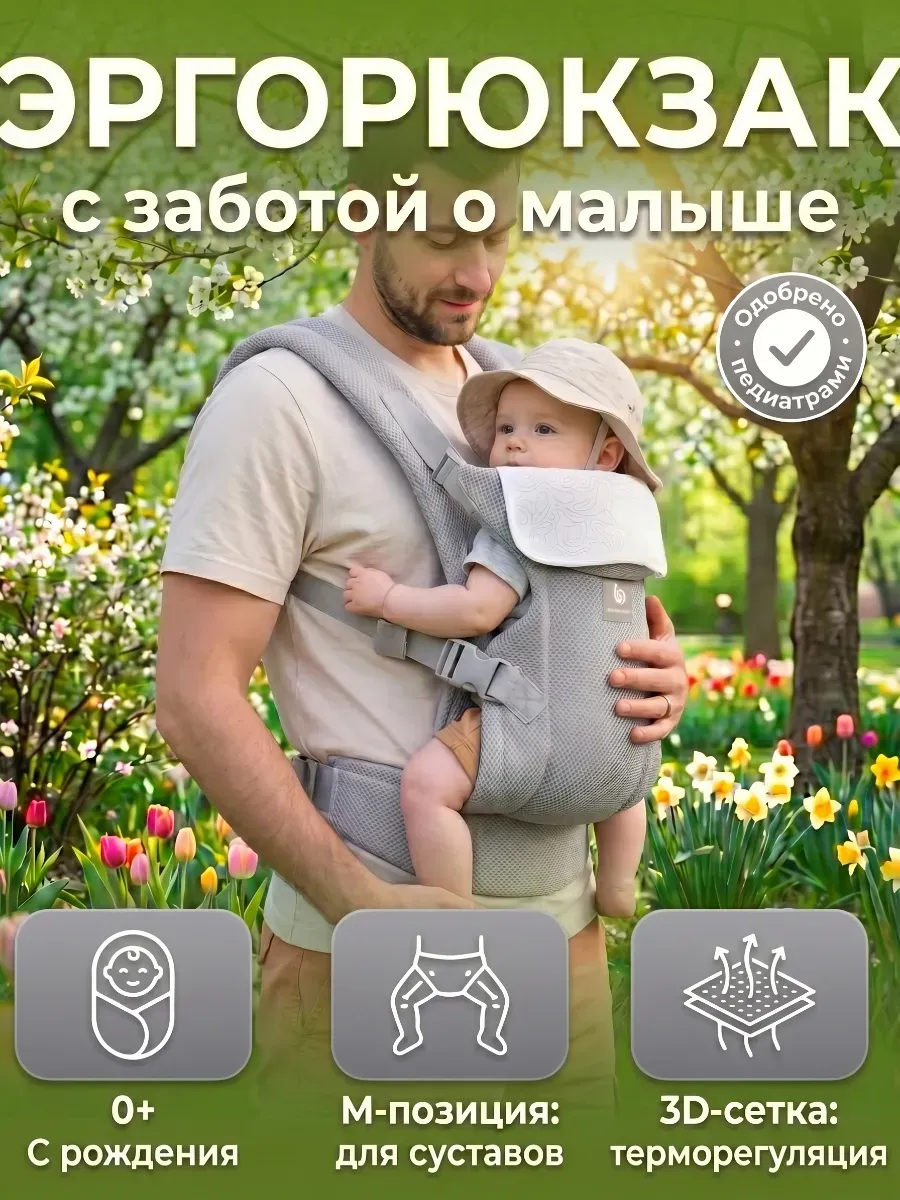 Эргорюкзак кенгуру для новорожденных слинг