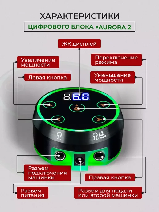 Блок для тату машинки Аврора 2, черный, фото 3