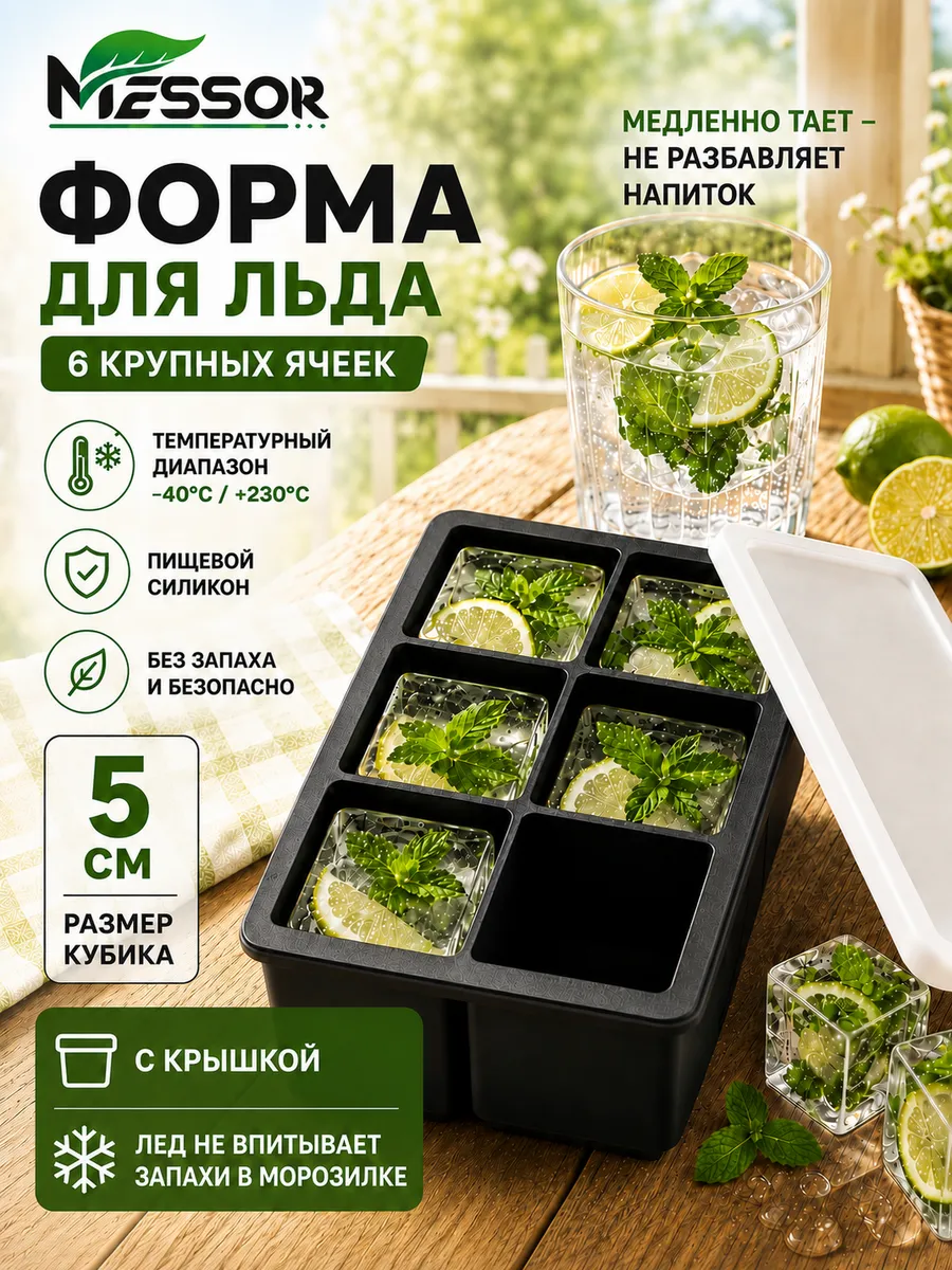 Форма для льда силиконовая с крышкой