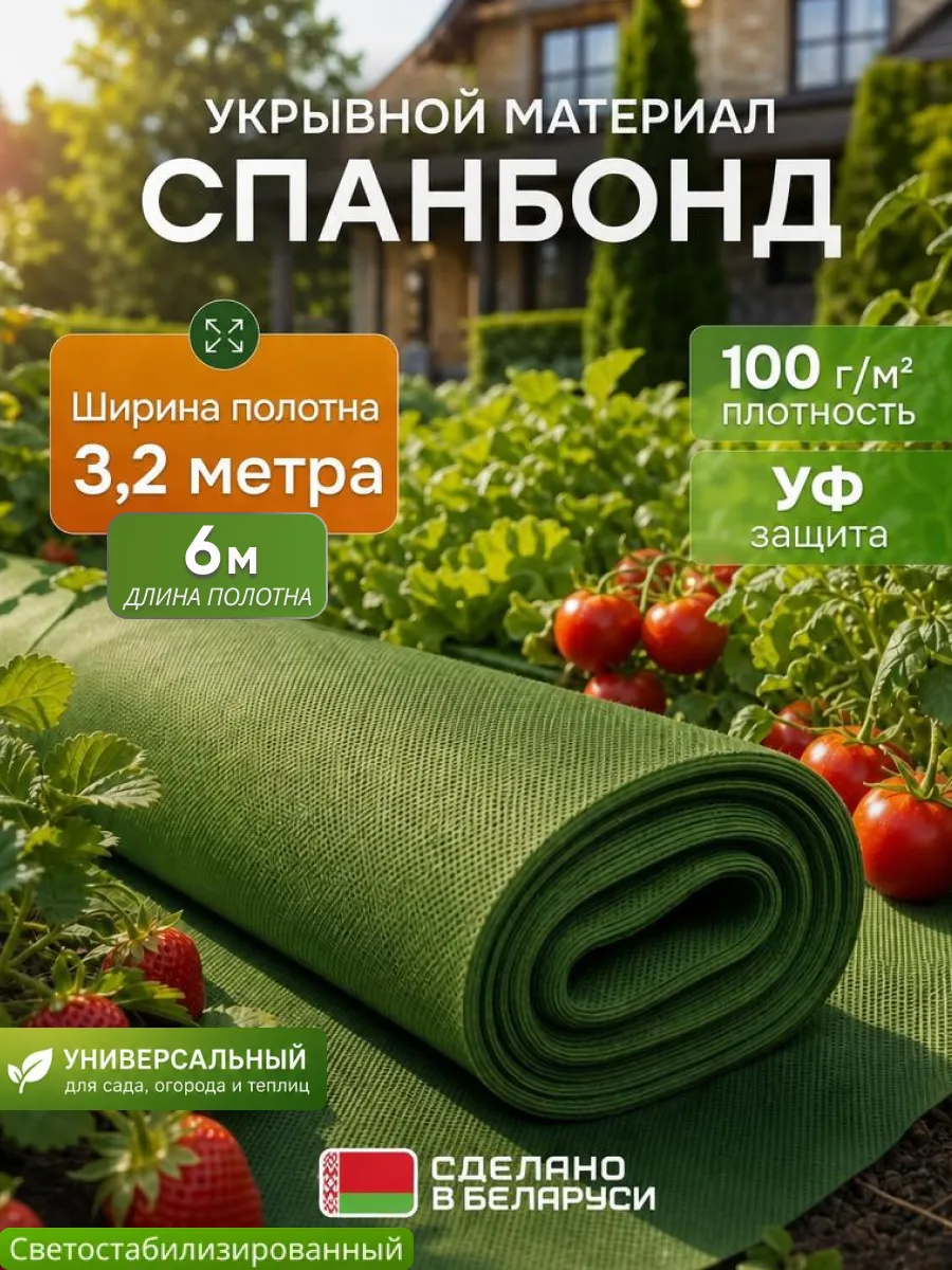 Геотекстиль от сорняков садовый зеленый, для огорода плотный
