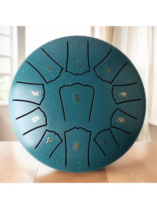 6 дюйм ёмкость 11 нот Steel Tongue Drum Handpan зелёный, зеленый, фото 4