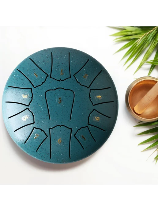 6 дюйм ёмкость 11 нот Steel Tongue Drum Handpan зелёный, зеленый, фото 5