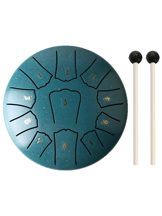 6 дюйм ёмкость 11 нот Steel Tongue Drum Handpan зелёный, зеленый, фото 8