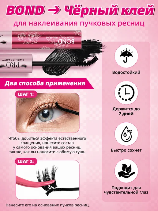 PROLASHBEAUTY Ресницы накладные пучки лучики с клеем эффект манга 6 в 1 на…, черный, фото 8