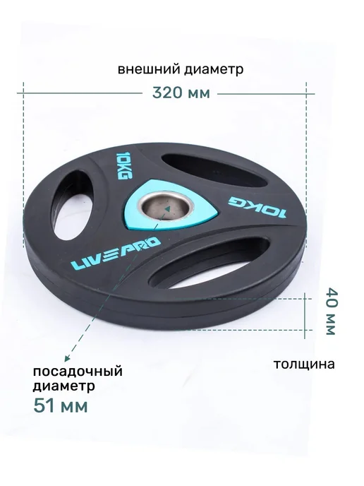 LIVEPRO Диск для штанги 1,25 кг, 10 кг, фото 2
