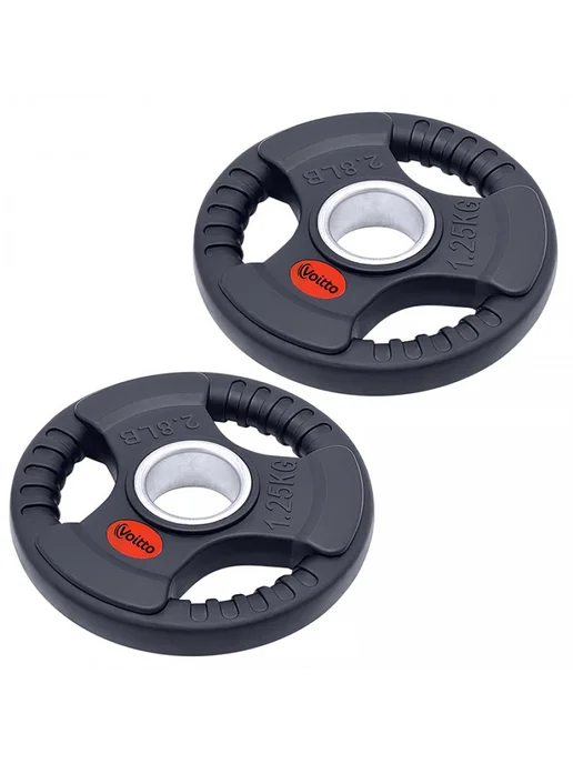 Voitto Диск обрезиненный с 3-мя хватами V-302 10 кг (d51), 1,25 кг, 2 шт