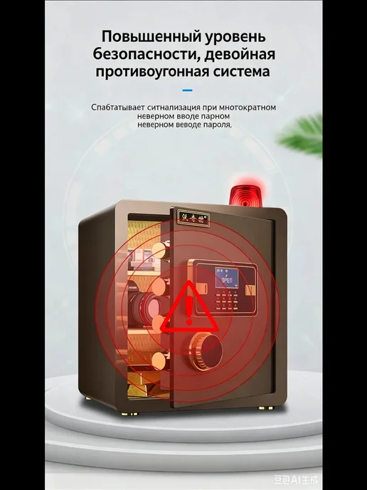 Xiaomi Сейф для денег и документов с кодом и ключом мебельный, черный, фото 6