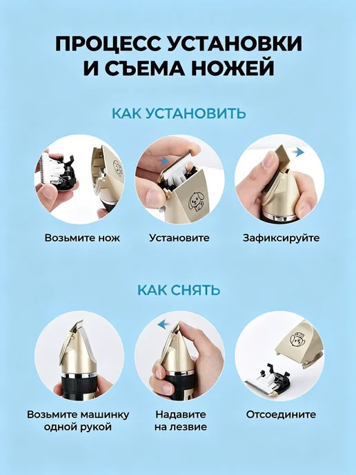 Электрическая машинка для стрижки шерсти собак и кошек, черный, фото 7