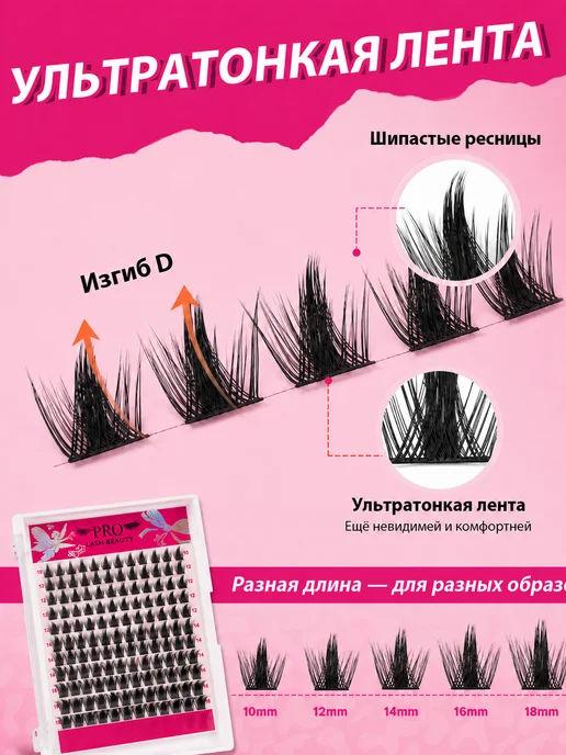 PROLASHBEAUTY Ресницы накладные пучки лучики эффект манга 10-18мм(Фея леса…, черный, фото 3