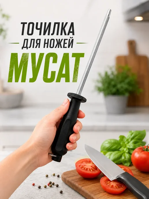 ASMM Мусат для ножей кухонный стержень точилка, черный, фото 2