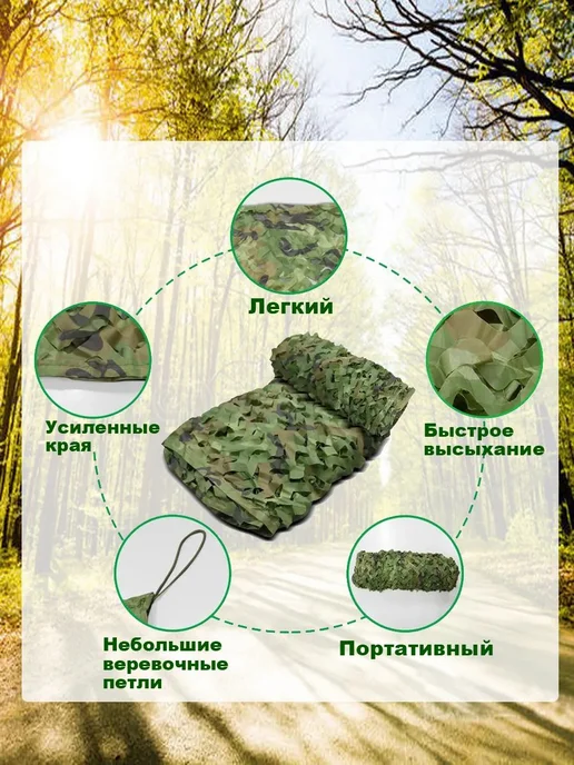 Маскировочная сеть 2х4 м, камуфляж 'Лес', оксфорд, 2x3 м, фото 4
