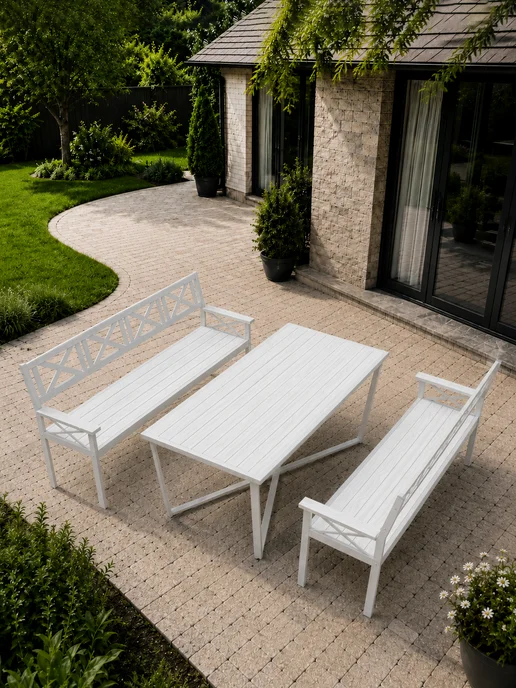 Make Mebel Стол уличный, садовый Ривьера 102х65х47 см, палисандр, 150x80x75 см, белый, фото 3