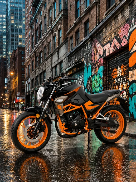 ТЕХНОМОТОРФ Мотоцикл NITRO Orange 250 см3 с ЭПТC, бензиновый, оранжевый, фото 2