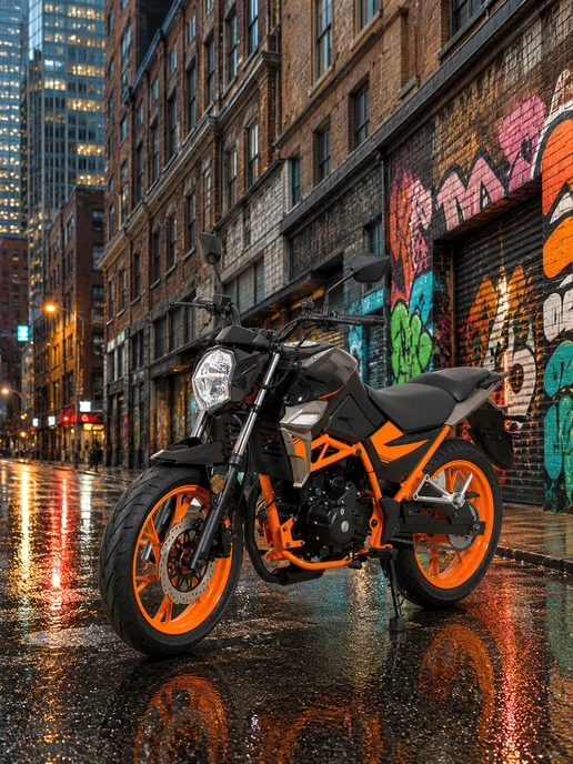 ТЕХНОМОТОРФ Мотоцикл NITRO Orange 250 см3 с ЭПТC, бензиновый, оранжевый, фото 3