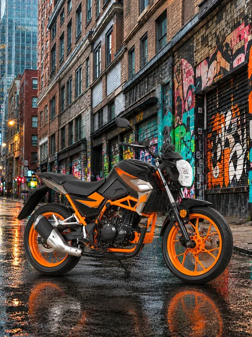 ТЕХНОМОТОРФ Мотоцикл NITRO Orange 250 см3 с ЭПТC, бензиновый, оранжевый, фото 6