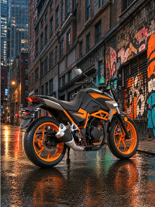 ТЕХНОМОТОРФ Мотоцикл NITRO Orange 250 см3 с ЭПТC, бензиновый, оранжевый, фото 7