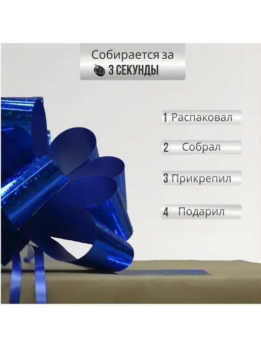 Бант на подарок синий, синий