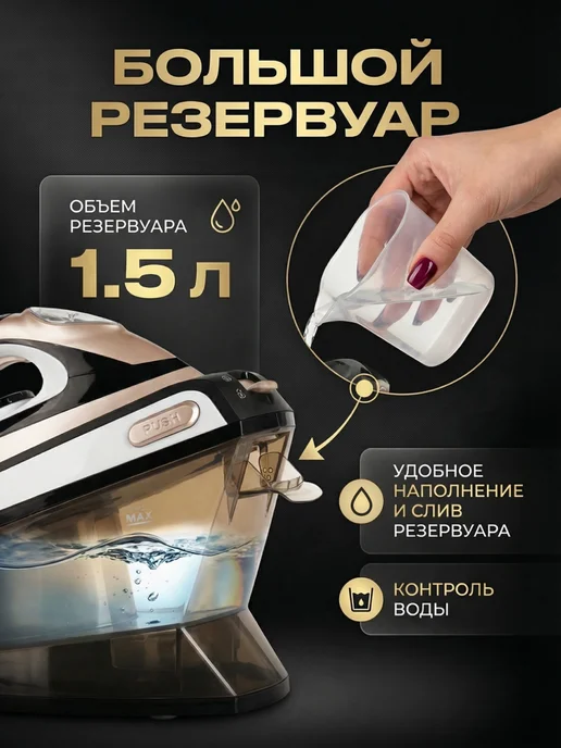 LUBRAN Парогенератор с утюгом 3000 Вт для отпаривания и глажки, 3000 Вт, фото 7