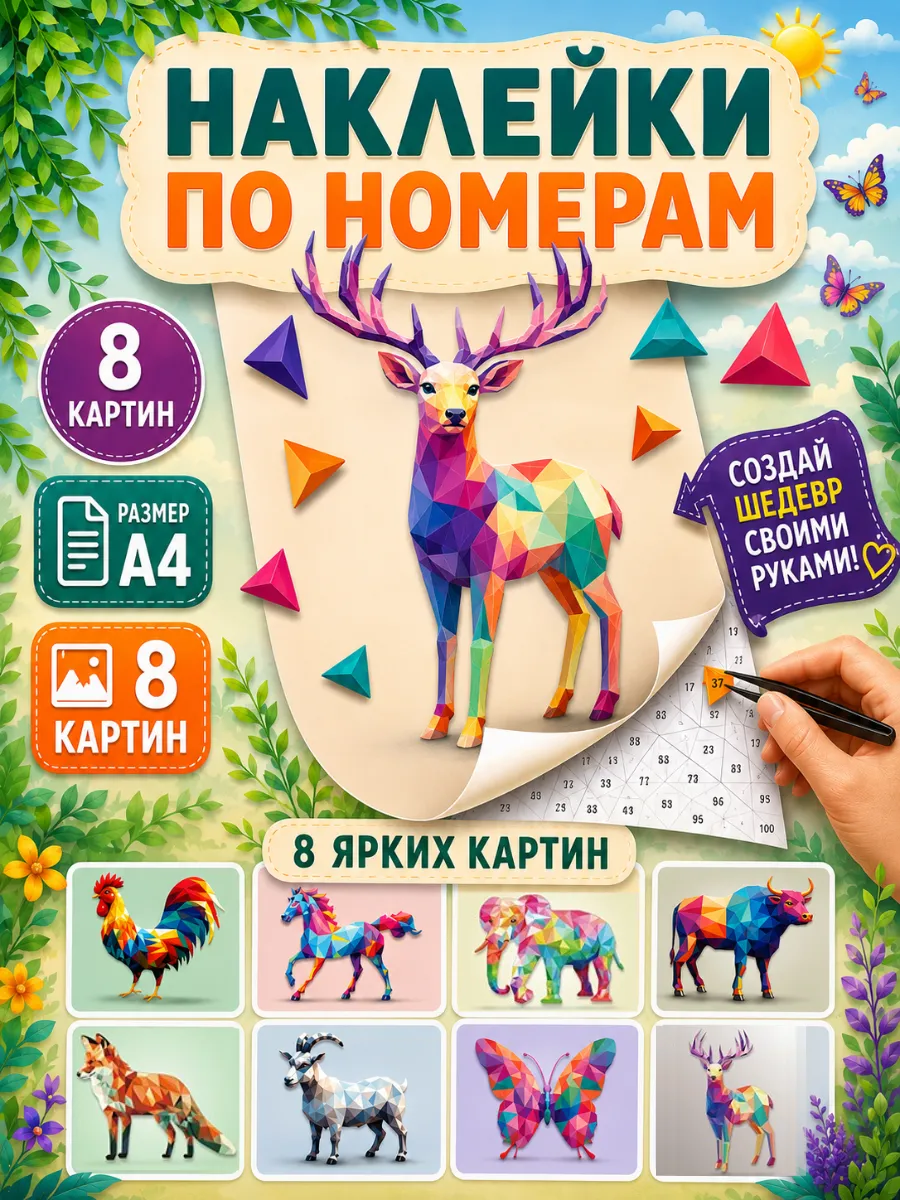 Рисуем наклейками по номерам аппликация для детей