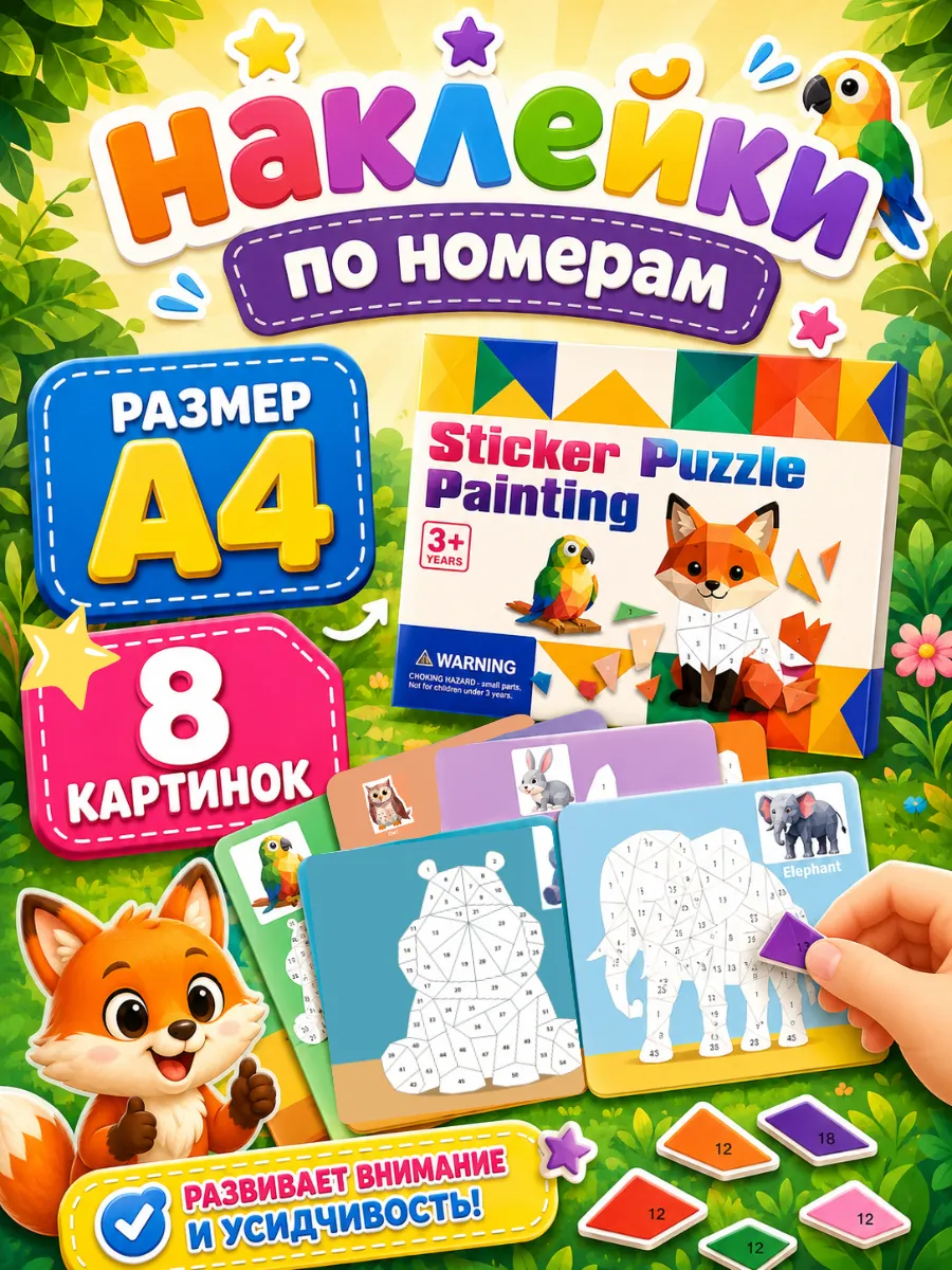 Рисуем наклейками по номерам аппликация для детей